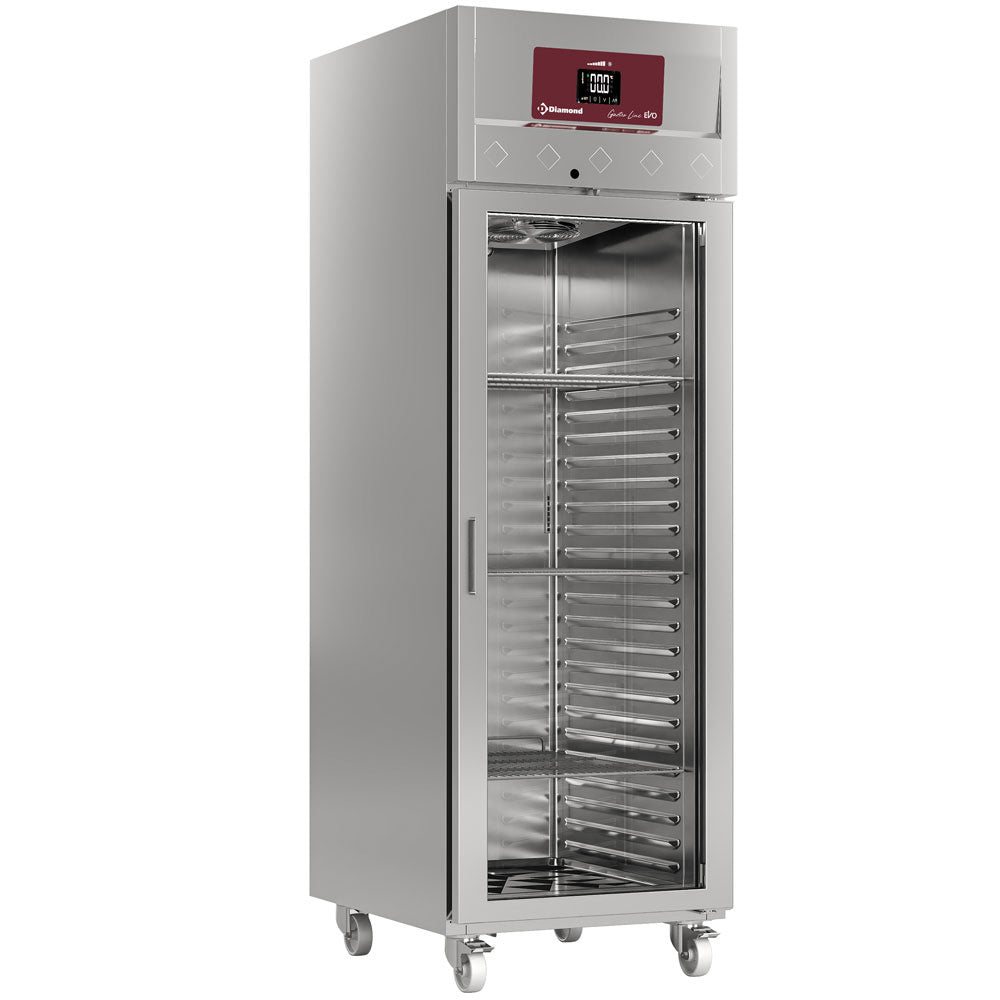 Ventilerat kylskåp 700 liter, 1 glasdörr (GN 2/1), på hjul
