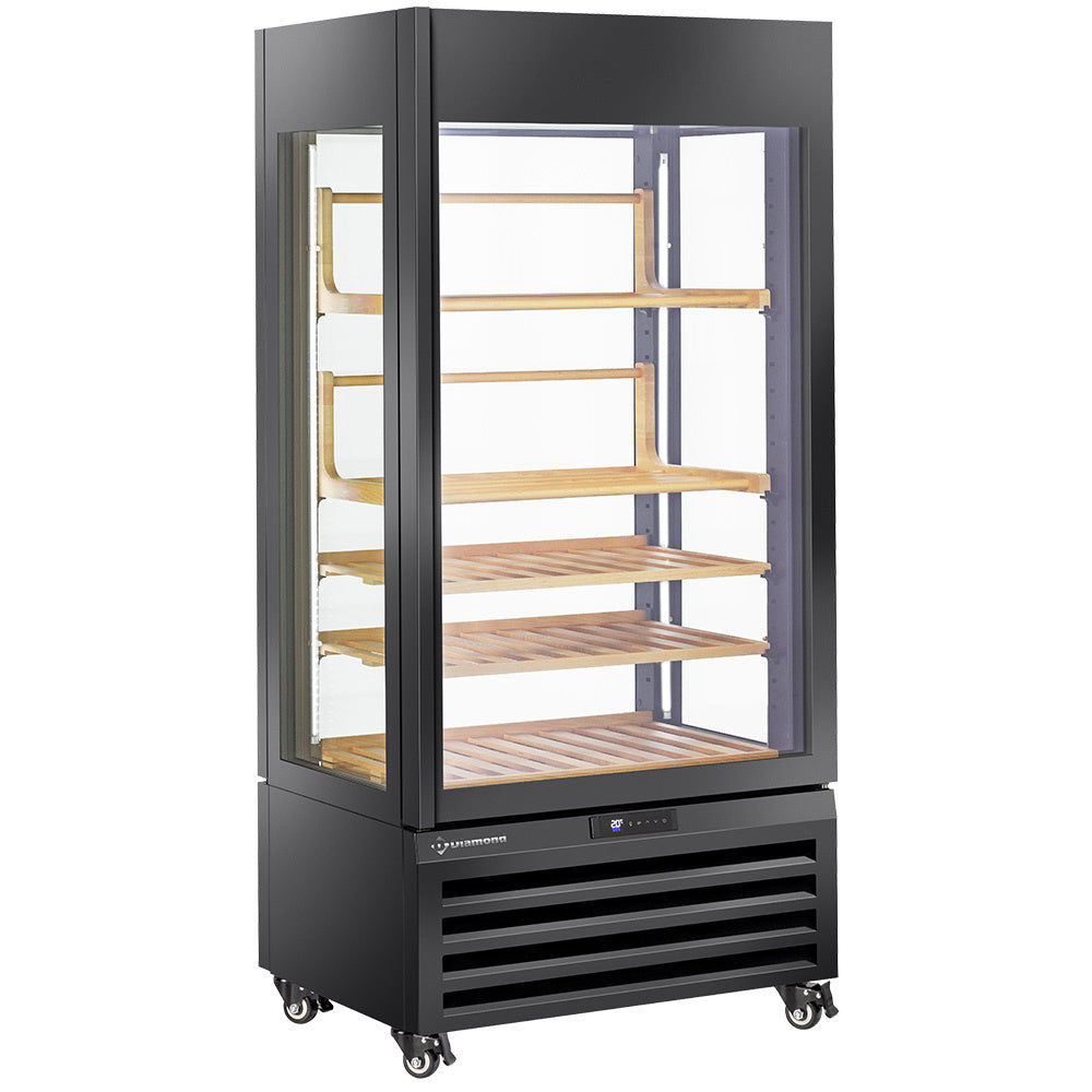 Helglasad skylt" 600 Lt., 1 plan + 4 hyllor, ventilerad - VIN - SVART