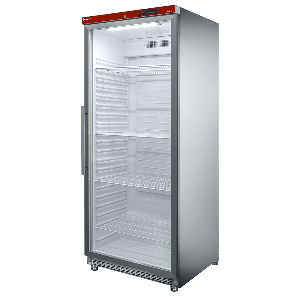 Ventilerat kylskåp GN 2/1, glasdörr, 600 liter. rostfritt stål