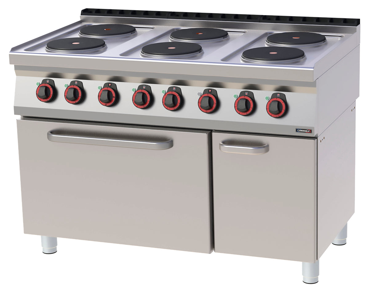 Elektrisk 6-lågig spis med statisk elektrisk ugn GN 2/1 120