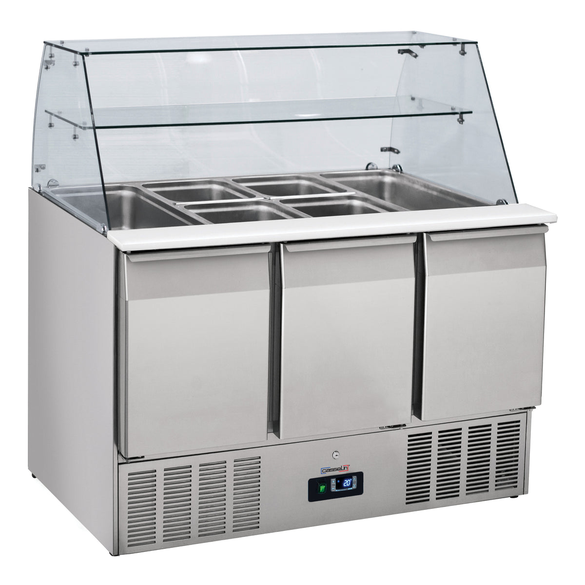 Saladette med glasdörr 3 display GN 1/1