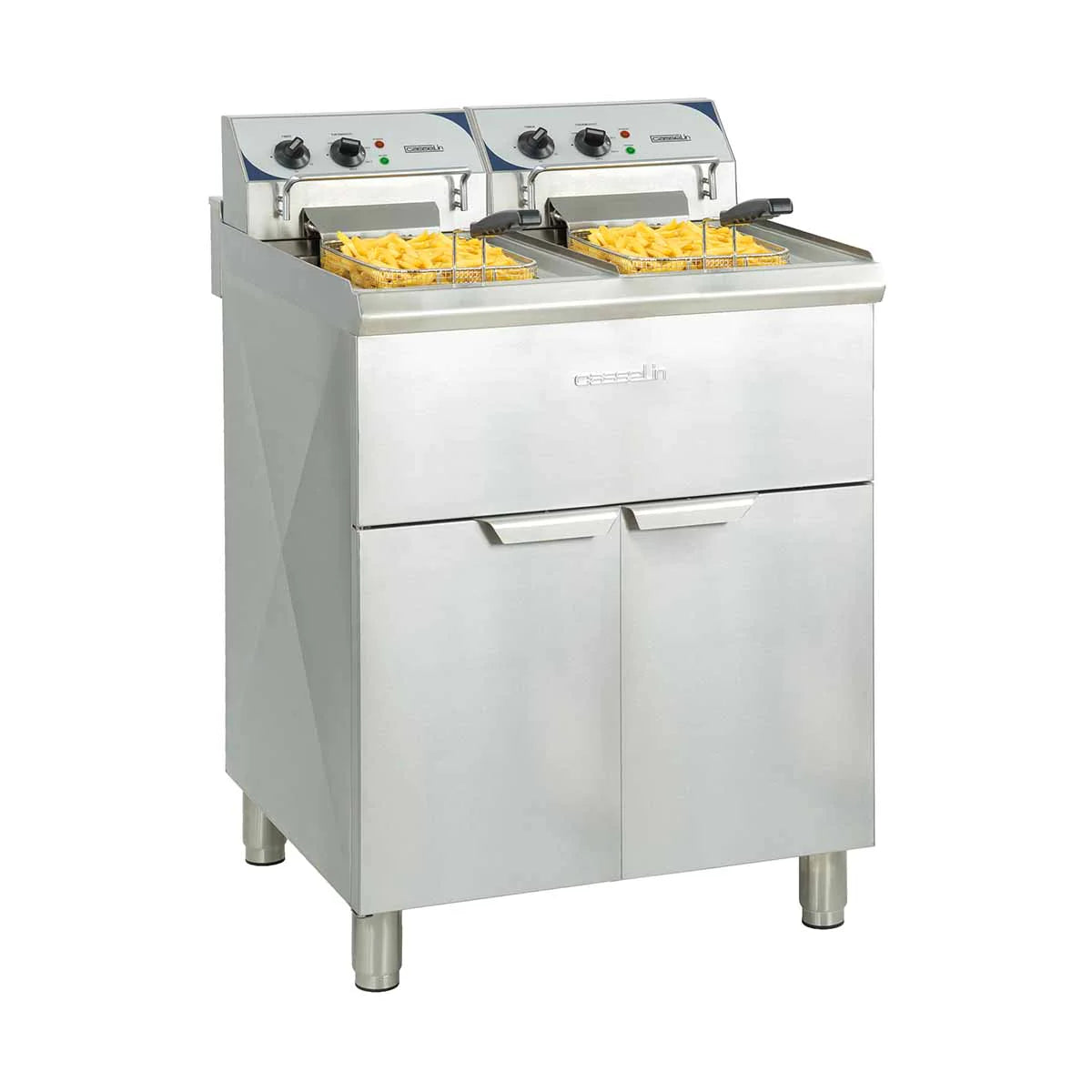 Fritös - 2 x 10 liter - 2x9 kW - Med underskåp