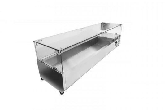 Kylränna - med glasdisk - 200,5 cm - 9 x 1/3 GN-behållare