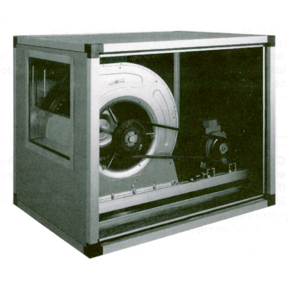 Centrifugalfläkt med isolerad caisson, driven av rem, 2 hastigheter, 4500 mÂ³/h