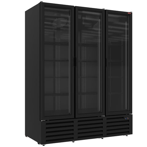 Positiv kyldisplay 1455 liter, 3 gångjärnsdörrar - SVART