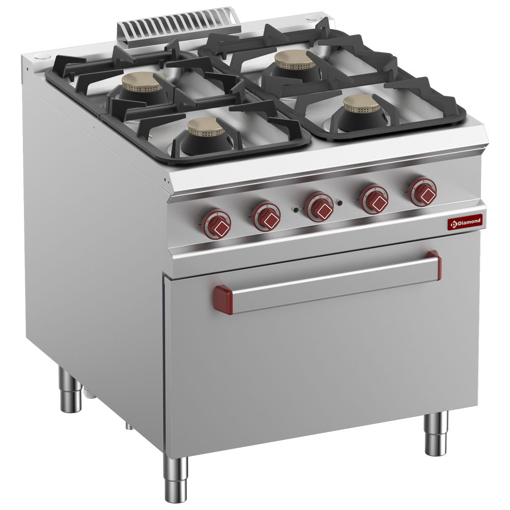 Spis 4 gasbrännare, elektrisk ugn GN 2/1