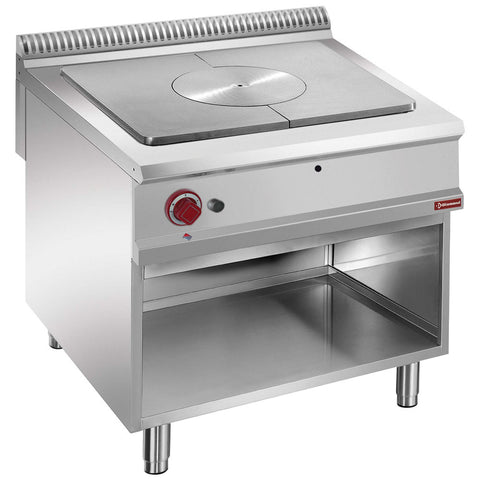 Gasspis med fast topp, öppet skåp