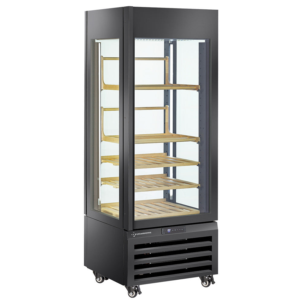 Helglasad skylt" 440 Lt., 1 plan + 4 hyllor, ventilerad - VIN - SVART