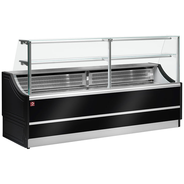Kylglasdisplay rak panel 90°, med förråd