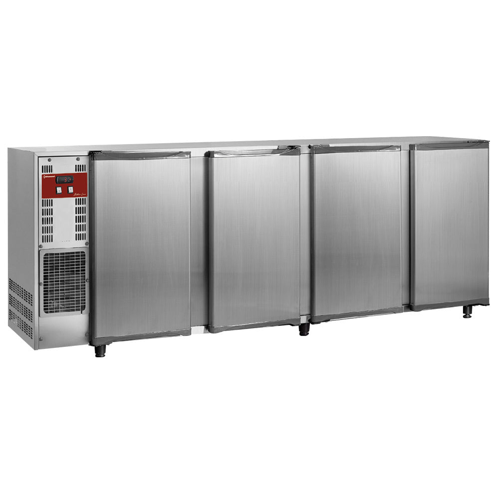 Back Bar Cooler, rostfritt stål, 4 dörrar, 783 liter