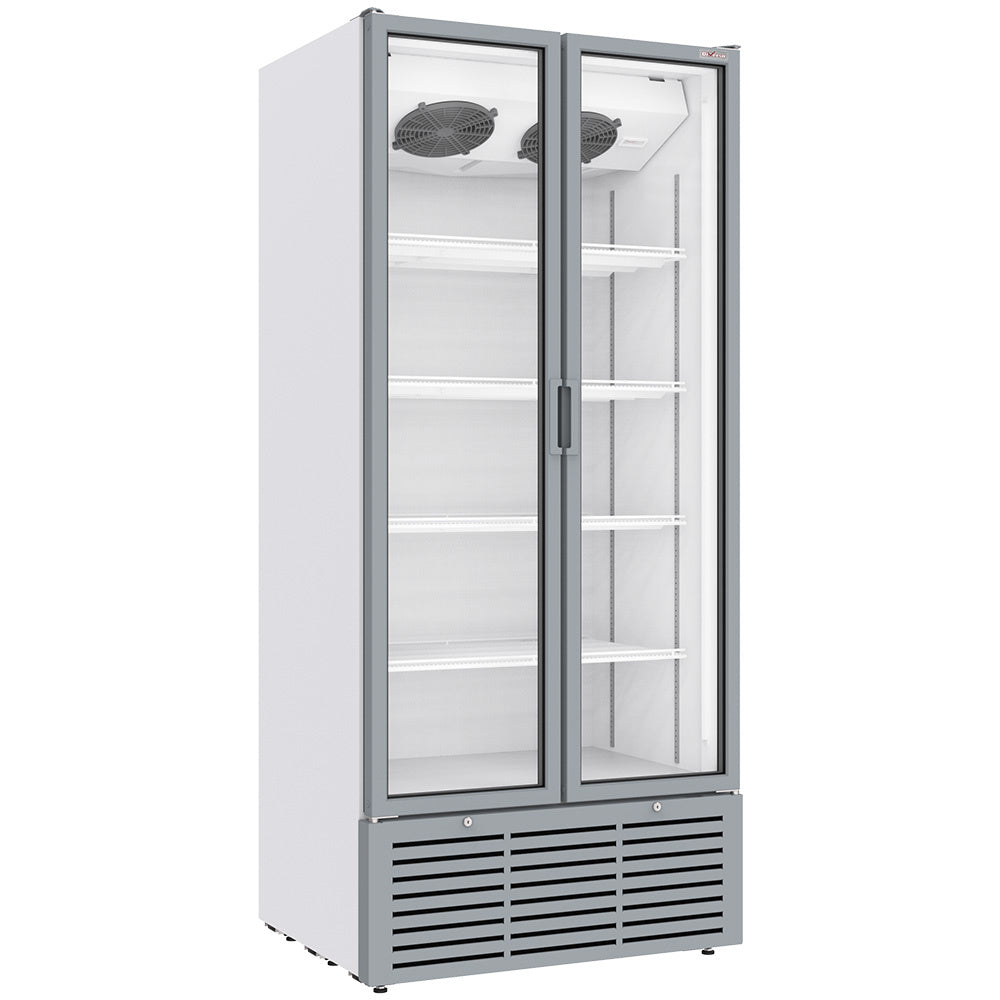 Dryckesdisplay positiv ventilerad, 804 liter, 2 gångjärnsdörrar, VIT