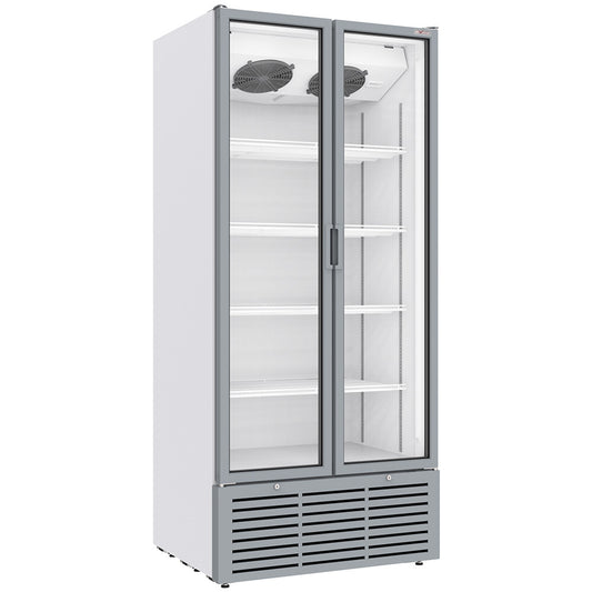 Dryckesdisplay positiv ventilerad, 804 liter, 2 gångjärnsdörrar, VIT