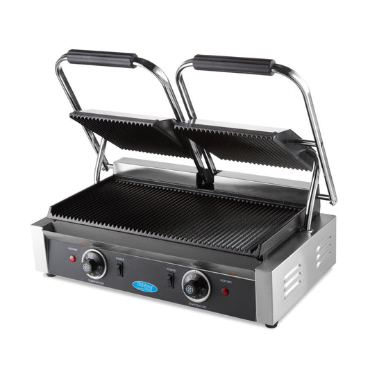 Kontaktgrill - Räfflad - Dubbel grillplatta - 2 x 22 cm
