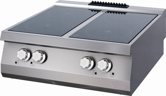 Premium infraröd spis - 4 brännare - Dubbel enhet - 90 cm djup - Elektrisk