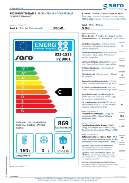 SARO Pizzabänk med lådor, modell PZ 9001