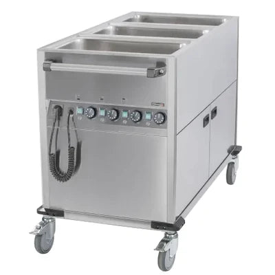 Bain-Marie - Vagn med hjul - Med Värmare - 3 X GN 1/1