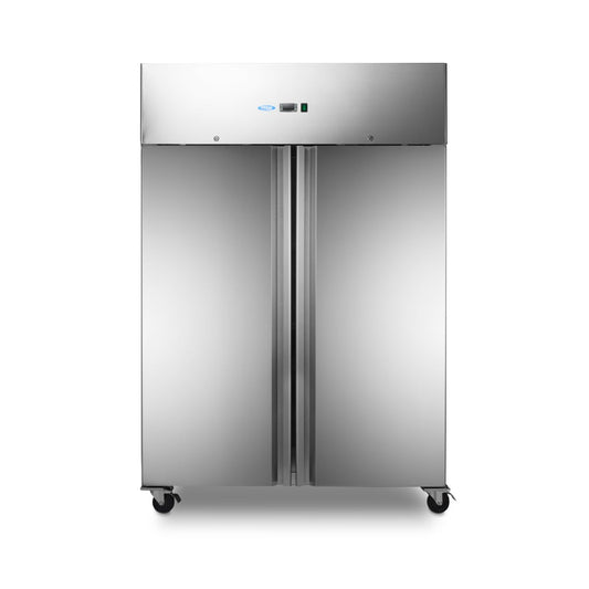 Kylskåp - 1400 liter - 6 justerbara hyllplan (2/1 GN) - på hjul - Rostfritt stål