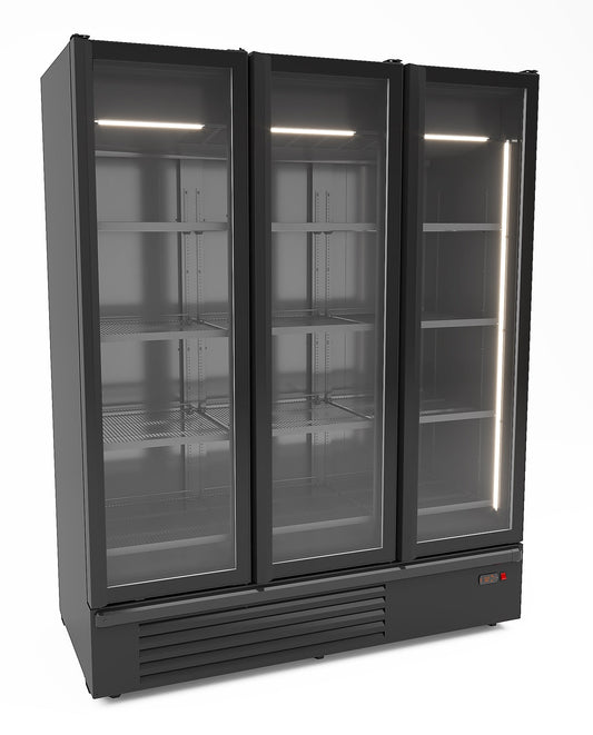 KYLSKÅP 1 GLASDÖRR SVART 550L