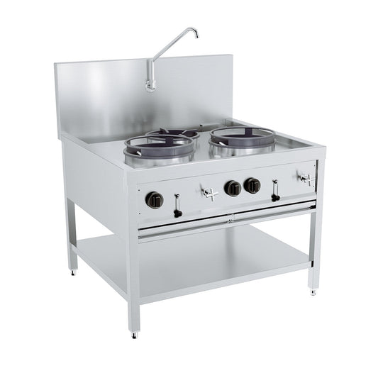 Gaswokbord 2x17kW + 1x9kW