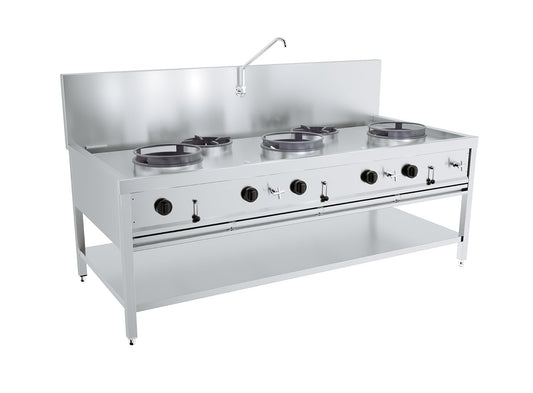 Gaswokbord 3x17kW + 2x9kW