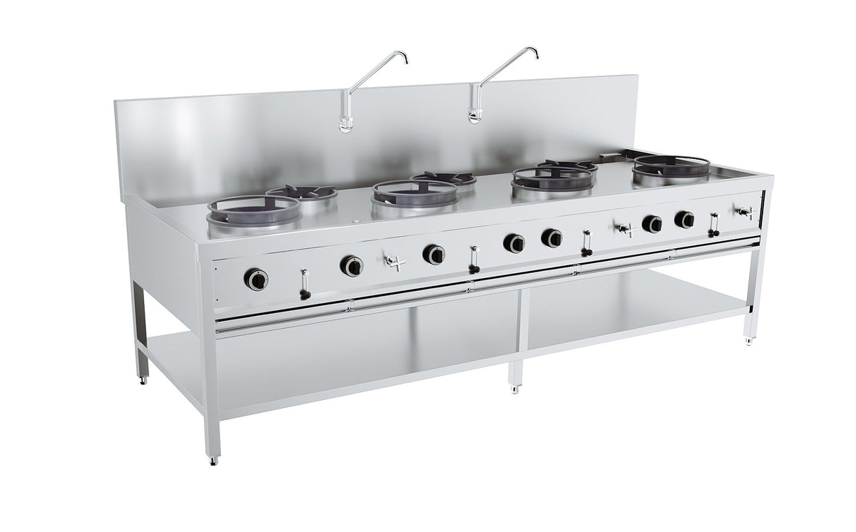 Gaswokbord 4x17kW + 3x9kW