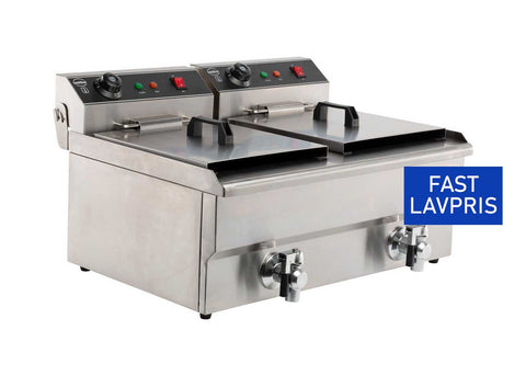 Fritös 2 x 8 liter med avloppskran