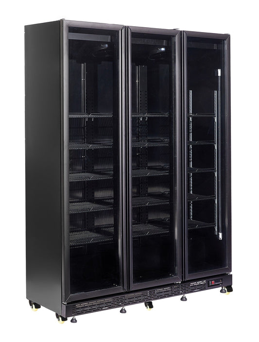 KYLSKÅP 3 GLASDÖRRAR BLACK NAP-1200 HT - MED DÖRRVÄRMNING