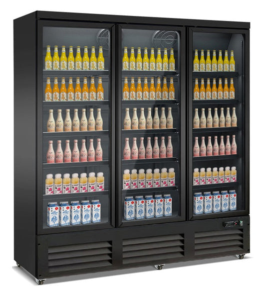 KYLSKÅP 3 GLASDÖRRAR SVART CEB-1600R BL