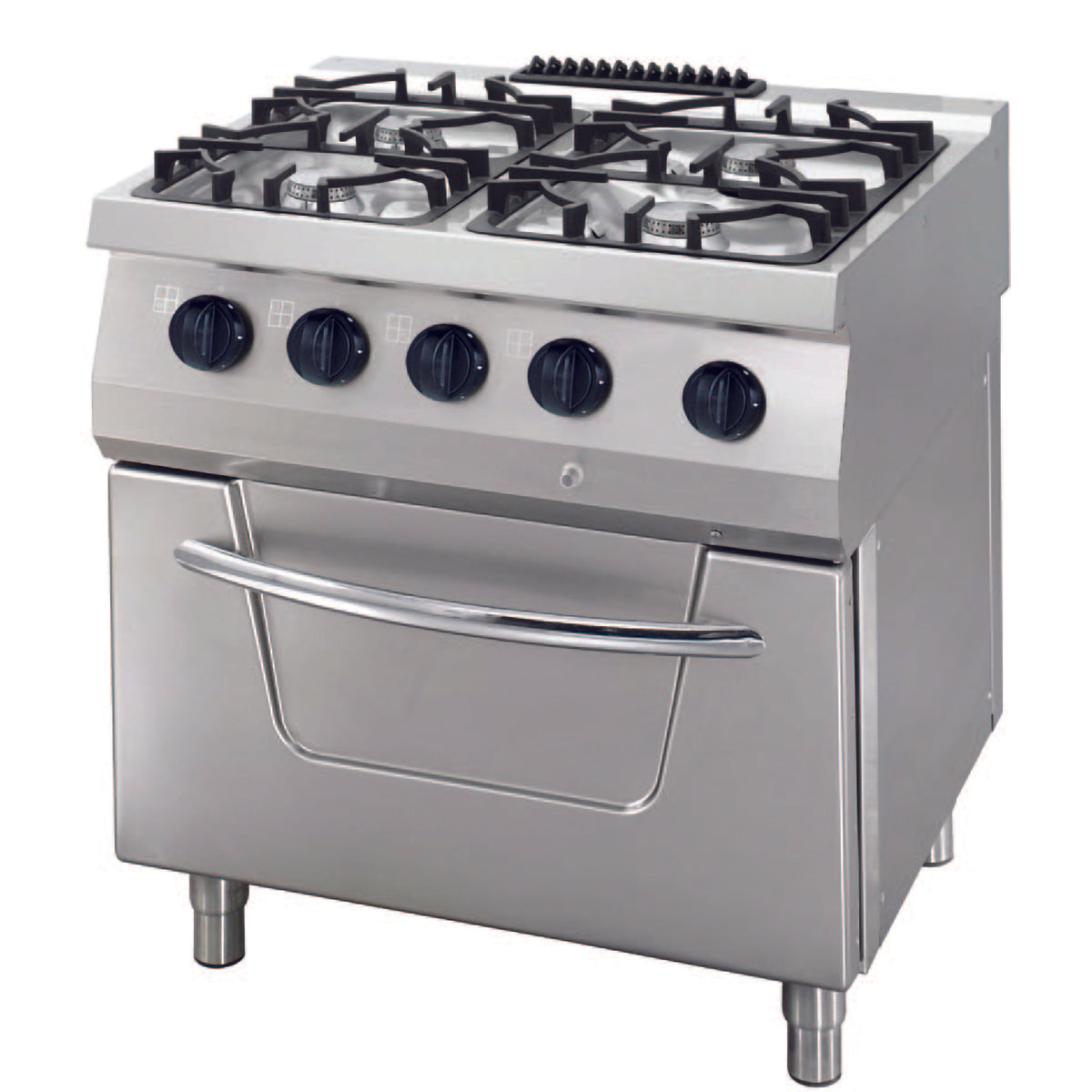 Kraftig spis - 4 brännare - Dubbel enhet - 70 cm djup - Gas inkl. elektrisk ugn