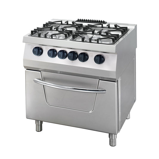 Kraftig spis - 4 brännare - Dubbel enhet - 70 cm djup - 36 kW - Gas inkl. elektrisk ugn