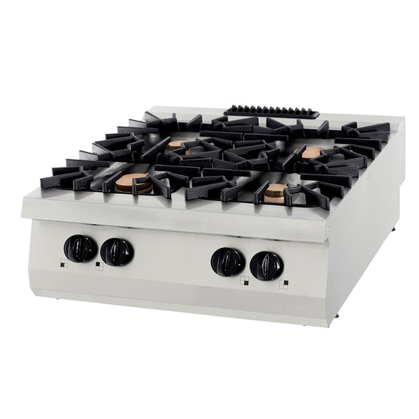 Premium spis - 4 brännare - Dubbel enhet - 90 cm djup - Gas