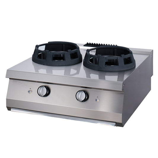 Premium wokkokare - 2 x 28,5 kokplattor - Dubbel enhet - 90 cm djup - Gas