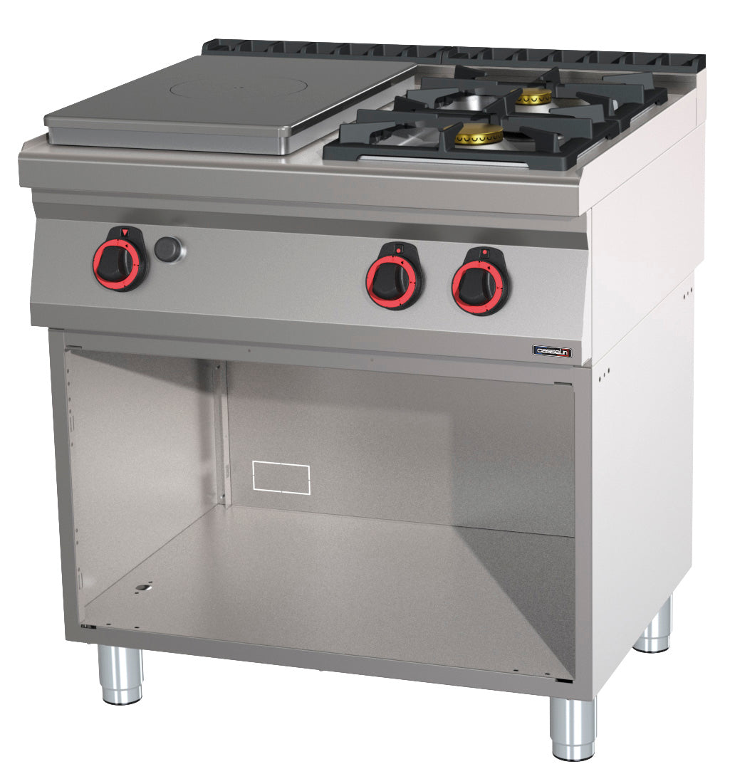 Gasspis 2 brännare + 1 fast topp med öppet skåp 80 st