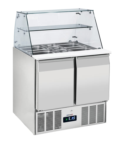 Saladette med glasdisplay 2 dörrar GN 1/1