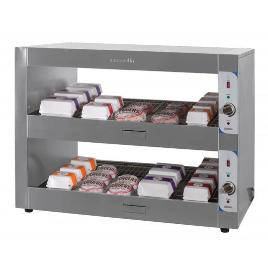 Varm-display - hamburgare - rostfritt stål - 2 x 120 cm