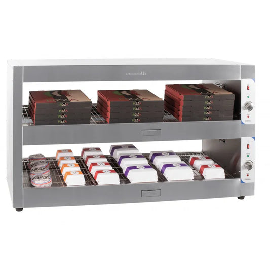 Varm-display - hamburgare - rostfritt stål - 2 x 150 cm