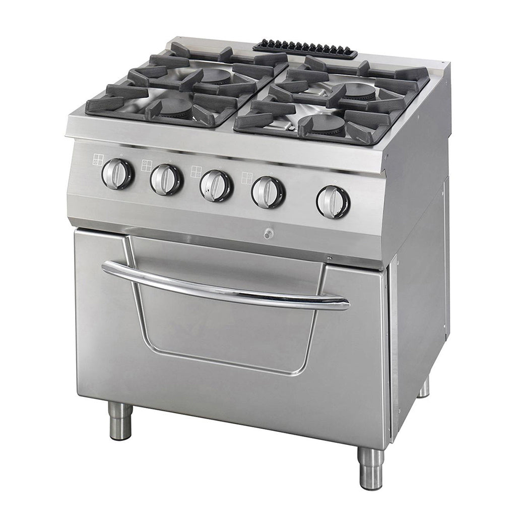 Kraftig spis - 4 brännare - Dubbel enhet - 70 cm djup - 37 kW - Gas inkl. ugn