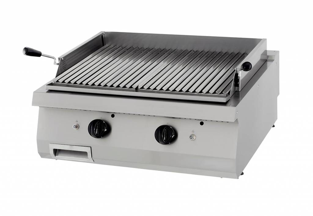 Kraftig lavastengrill - Dubbel enhet - 70 cm djup - Gas