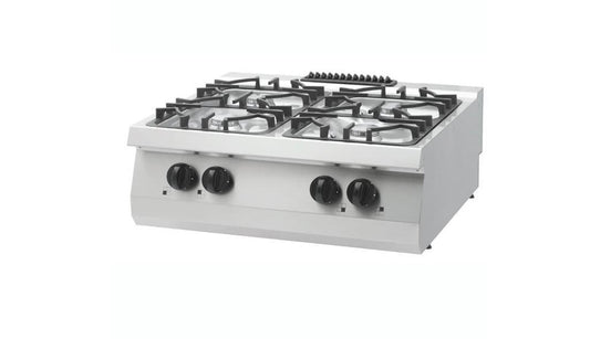Kraftig spis - 4 brännare - Dubbel enhet - 70 cm djup - 27 kW - Gas