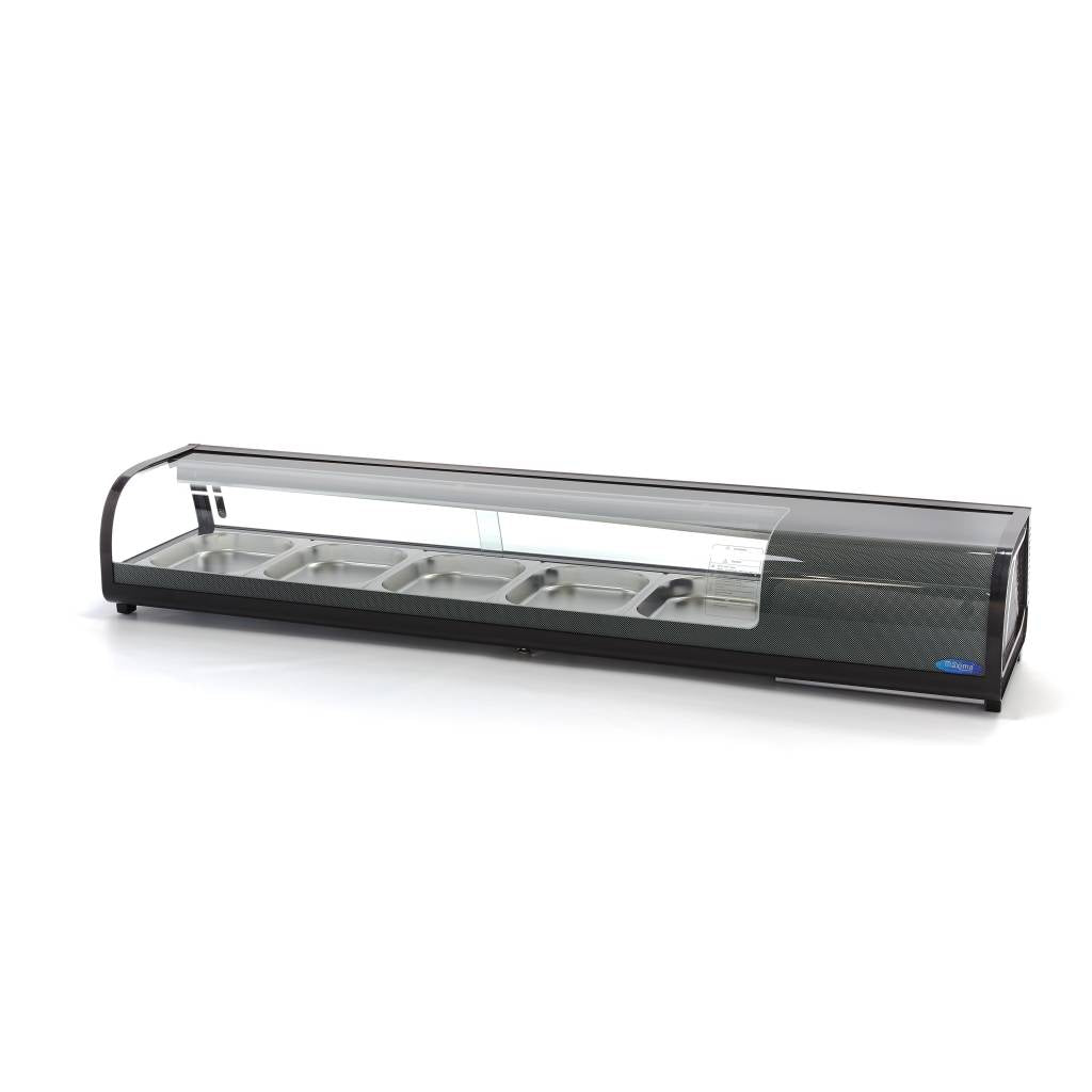 Sushi- och tapasdisplay -132L - inkl. 5 x 1/2 GN - Bordsskiva