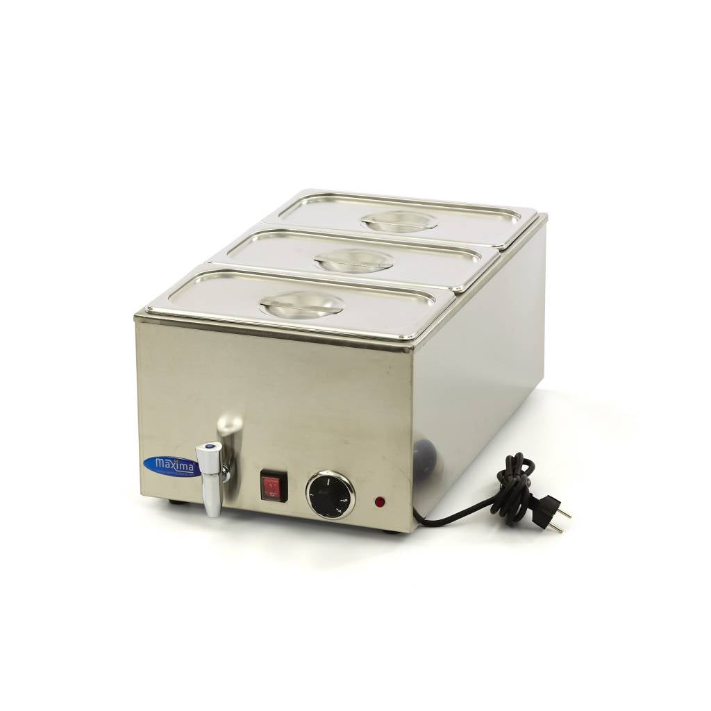 Bain Marie - med kran - inkl. 3 x 1/3 GN-set - Elektrisk