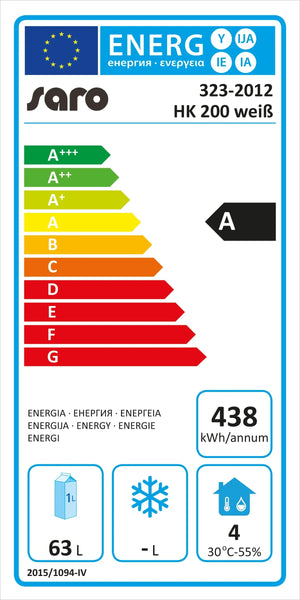 SARO Industrikylskåp - vit - 129 liter - modell HK 200