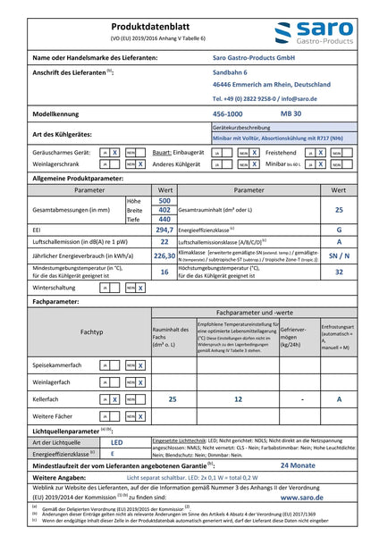 SARO Minibar modell MB 30
