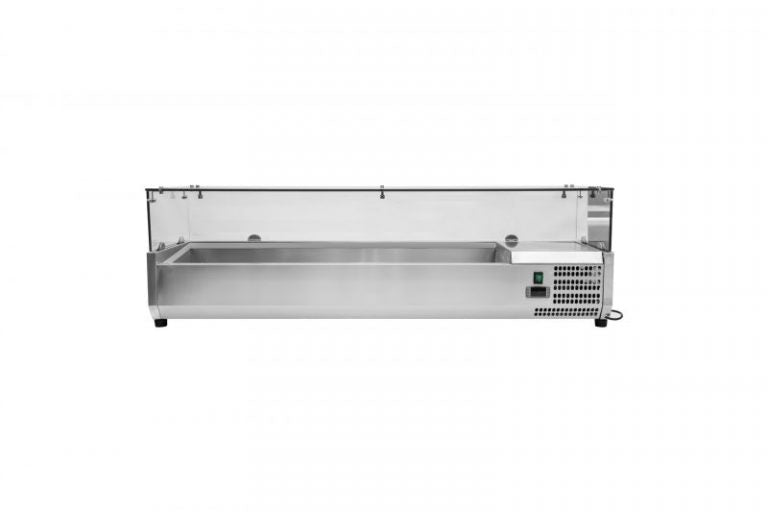 Kylränna - med glasdisk - 200,5 cm - 9 x 1/3 GN-behållare