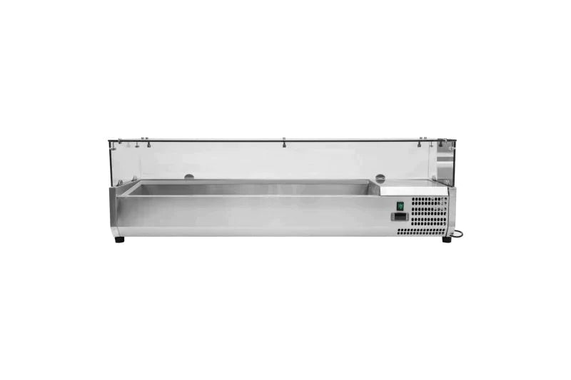 Kylränna - med glasdisk - 200,5 cm - 10 x 1/4 GN-behållare