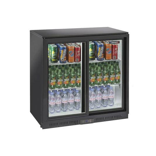 Backbar / Barkylskåp - Svart - 2 skjutdörrar
