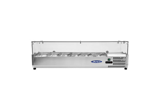 Kylränna - med glasdisk - 141,5 cm - 6 x 1/3 GN-behållare