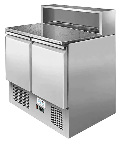 Pizzabänk med granitskiva - 2 dörrar - 5 x GN 1/3 - IAC