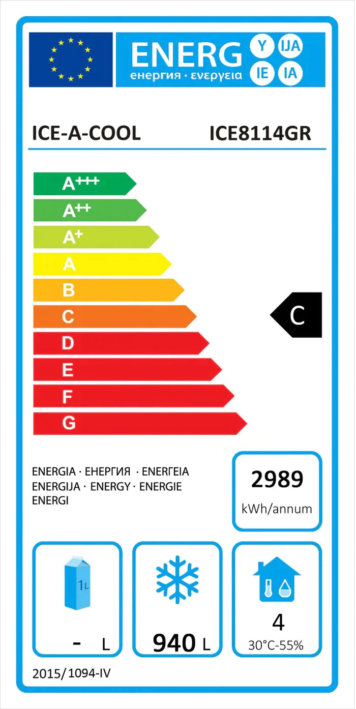 Industrifrys - 2 dörrar - Rostfritt stål - 1200 liter nät - GN 2/1 - IAC