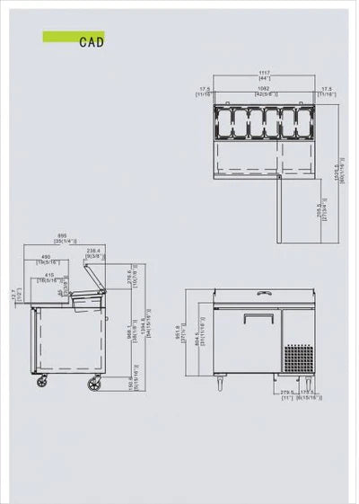 Beredningsbänk - 1 dörr - Inklusive 6 x 1/3 GN-behållare, 100 mm djupa